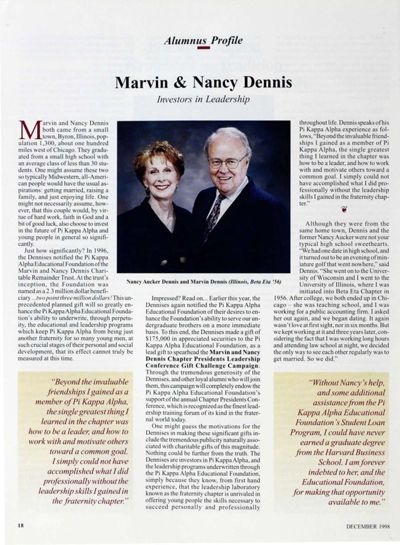 Alumnus Profile: Marvin and Nancy Dennis Investors in Leadership